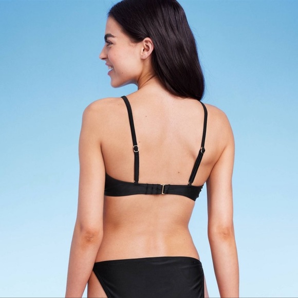 2/$20   Wild Fable Scoop Neck Bralette Bikini Top - Black - Picture 2 of 6